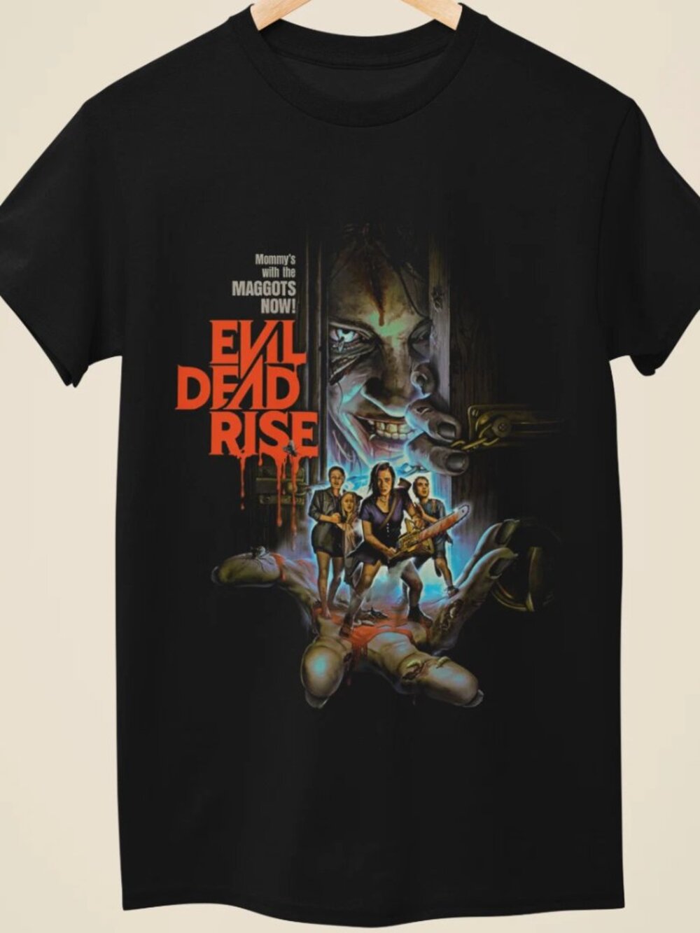 Black graphic T-shirt featuring a dramatic supernatural horror T Shirt